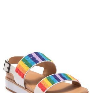 🌈 NWOB SOLUDOS 🌈 white/rainbow sandals women’s size 8.5